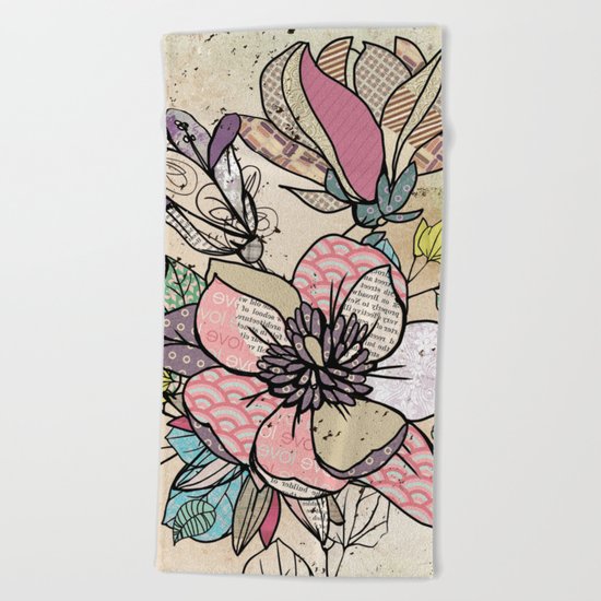 Paper Flowers #5 Beach Towel