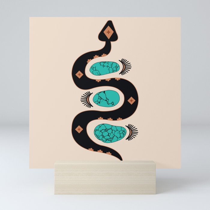 Southwestern Slither in Black Mini Art Print