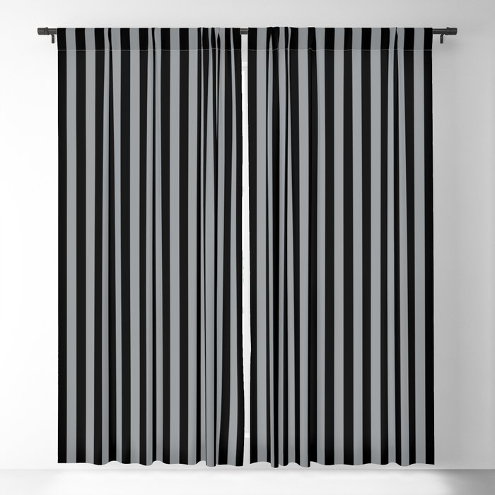 Steely Gray - bl. vertical stripes Blackout Curtain