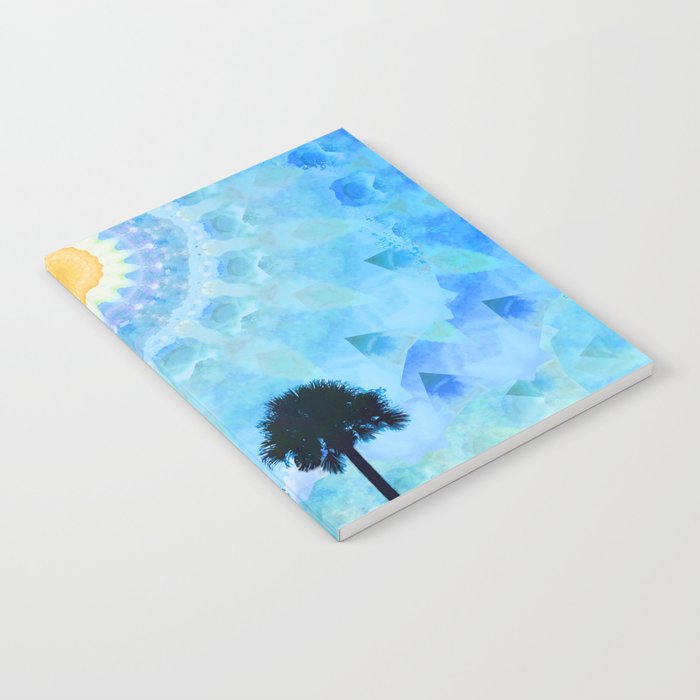 Beachy Palm Tree Mandala Art - Sunny Skies Notebook