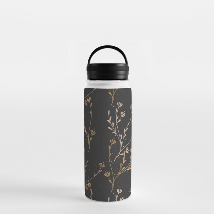 Golden Luxury Chic Floral Nature Pattern Water Bottle