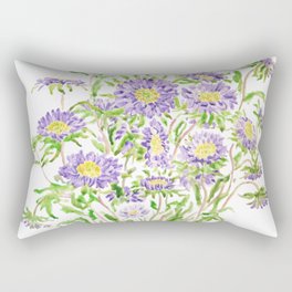 purple aster flowers watercolor Rectangular Pillow
