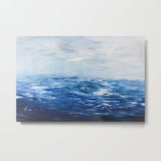 Paint 10 abstract water ocean seascape modern painting dorm room decor affordable stretched canvas Metal Print