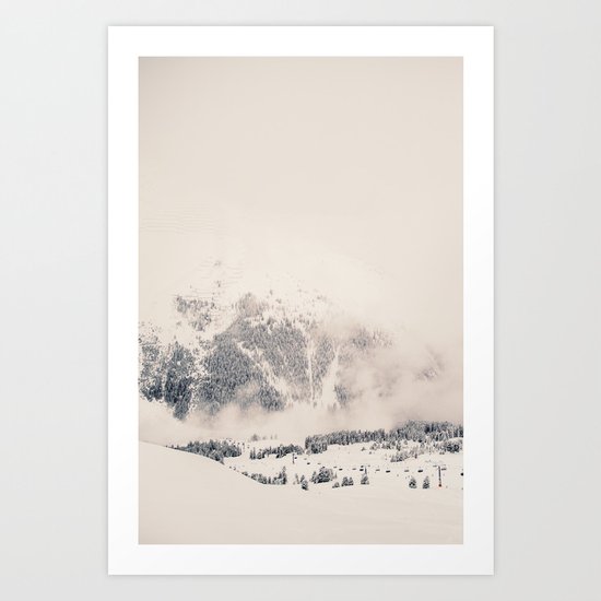 White Winter Mountains In Snow Art Print