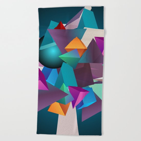 3D Geometric Beach Towel
