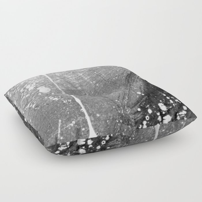 Abstract Black and White Grey Paint Metal Weathered Texture Floor Pillow