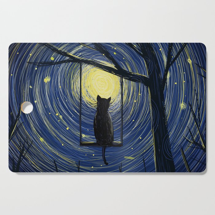 starry cat night Cutting Board