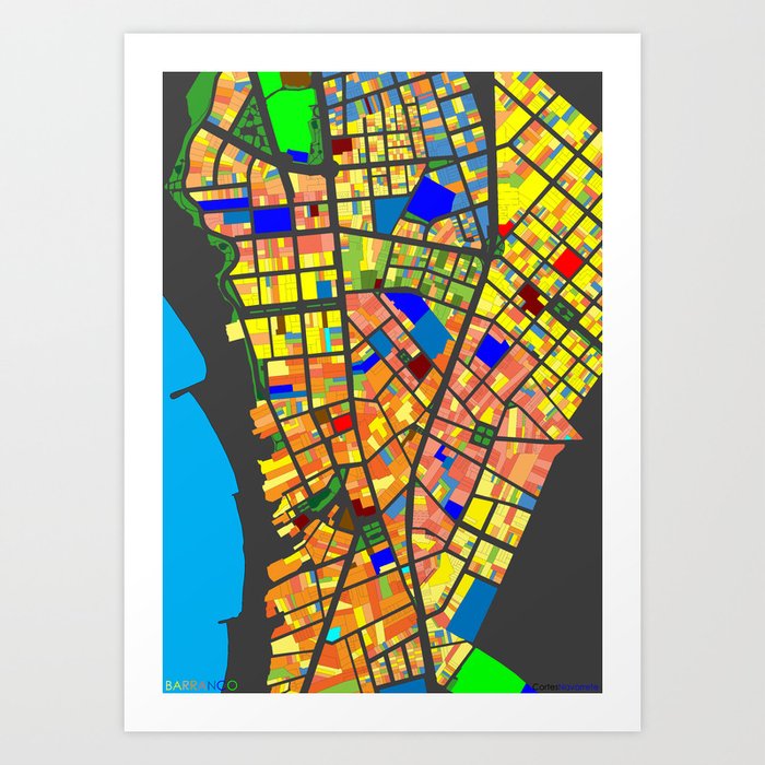BARRANCO MAP Urban Lots Colors Art Print