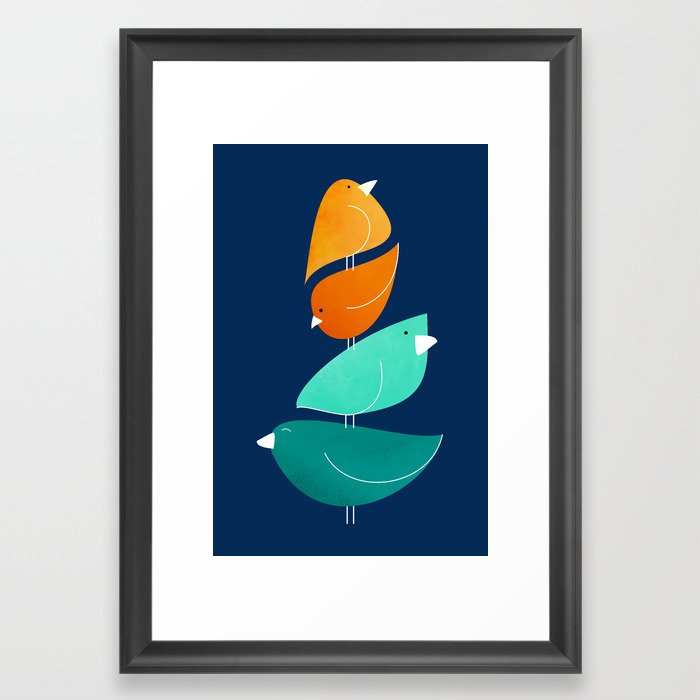 Bird Stack III Illustration Framed Art Print