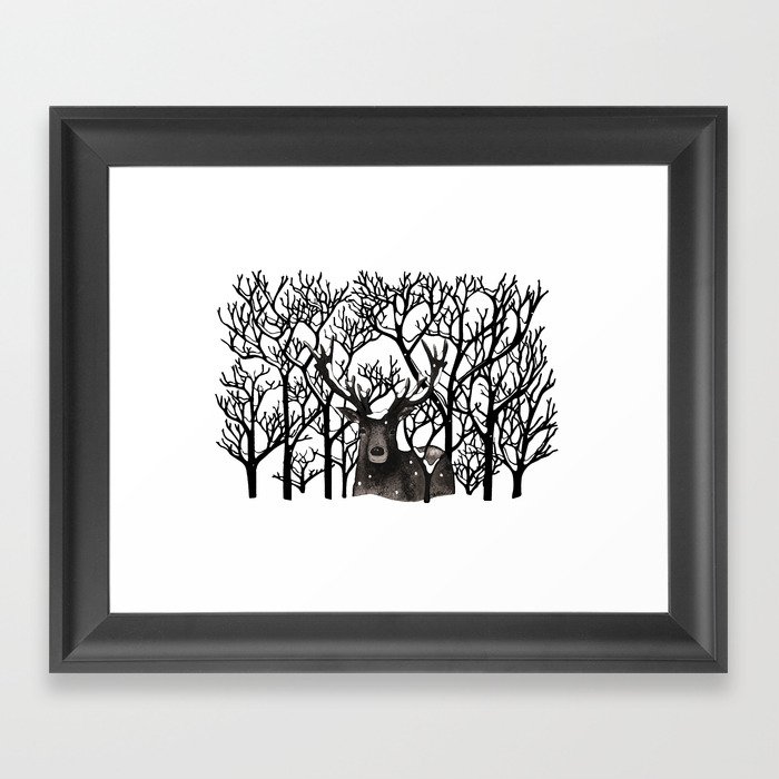 Winter Stag Framed Art Print