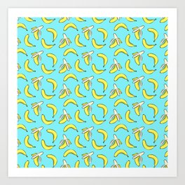 banana toss - blue Art Print