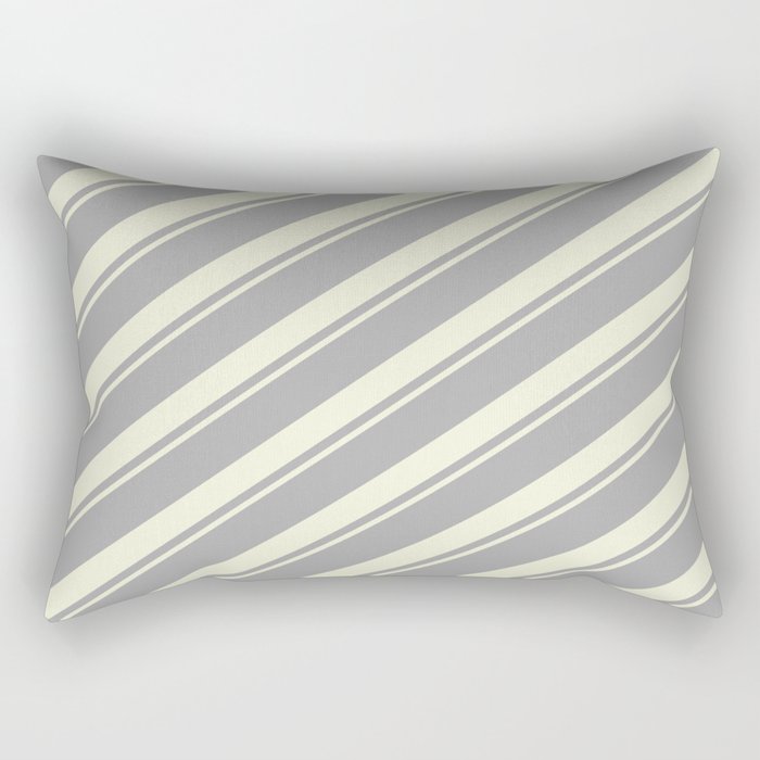 Dark Gray & Beige Colored Striped/Lined Pattern Rectangular Pillow