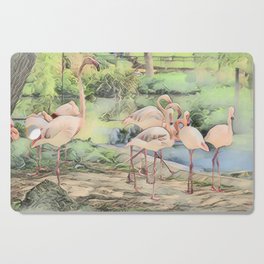 Flamingo Family In Pen And Ink Cutting Board