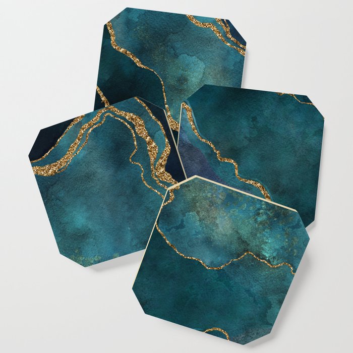 Golden Gemstone Glamour Mineral Coaster