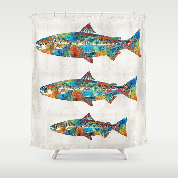 Fish Art Print Colorful Salmon By Sharon Mings Shower Curtain Fish Art Print Colorful Salmon By Sharon Mings Shower Curtain