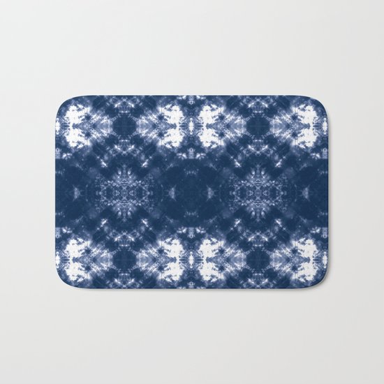 Shibori Tie Dye 1 Indigo Blue Bath Mat