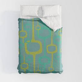 Eclectic Mid Century Modern Abstract Teal Honeycomb Pattern Duvet Cover