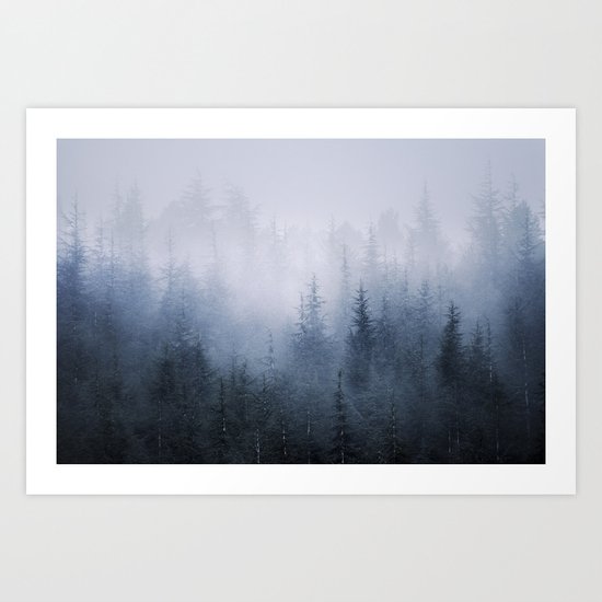 Misty fantasy forest. Art Print