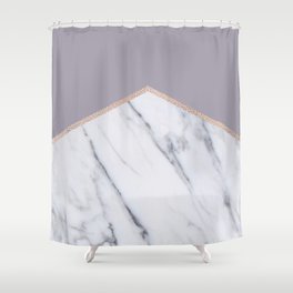 Smokey lilac - rose gold geometric marble Shower Curtain