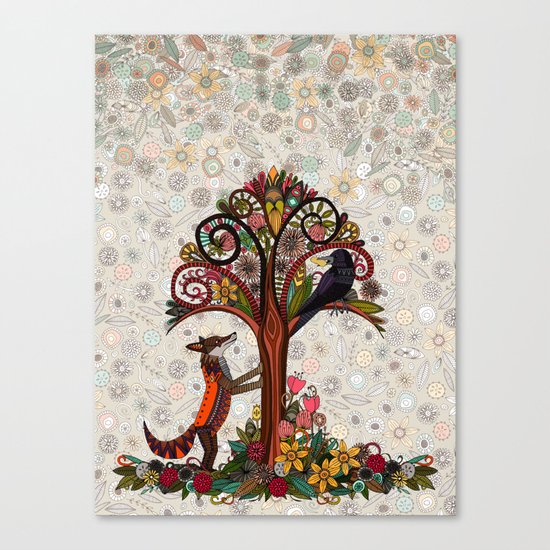 fox and crow Canvas Print