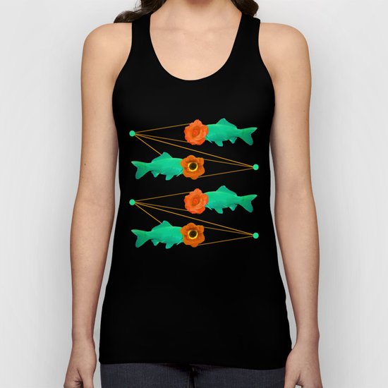 fishes and flowers color option Unisex Tank Top