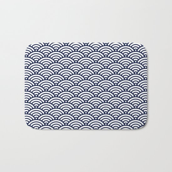 Indigo Navy Blue Wave Bath Mat