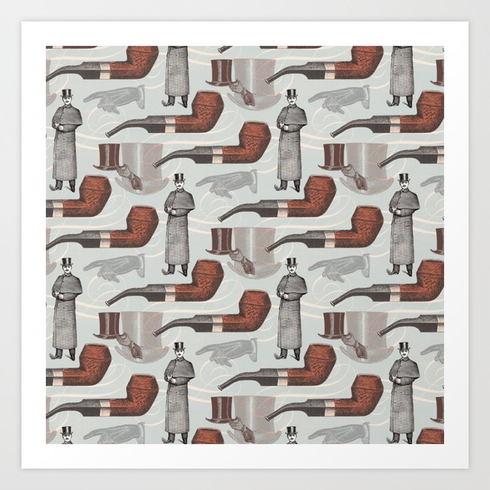 Fashionable Vintage Gentleman in Top Hat with Pipe Art Print