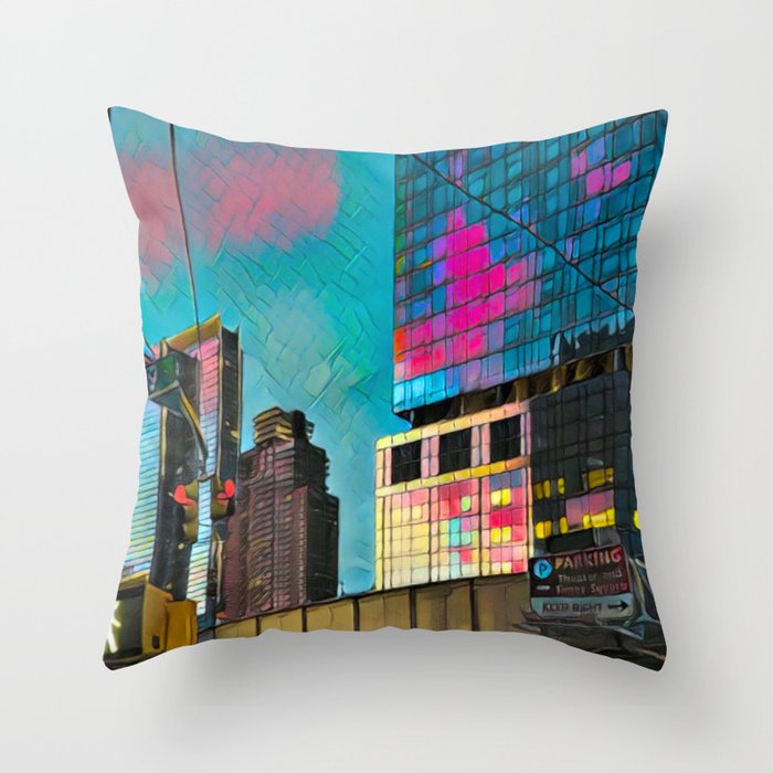 NYC Skyline at Sunset Throw Pillow