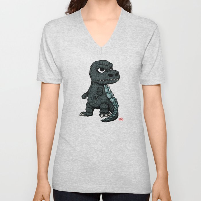 Baby Godzilla V Neck T Shirt