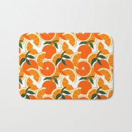 Orange Harvest - White Badematte | Fresh, Floral, Fruity, Citrus, Painting, Eat, Illustration, Nature, Leannesimpson, Oranges 