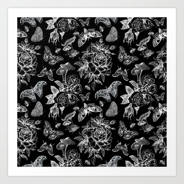 Secret Garden (Black & White) Art Print