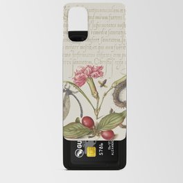 Vintage calligraphy floral art with caterpillars Android Card Case