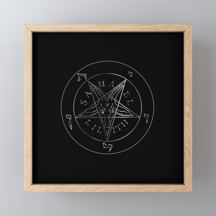 Wiccan symbol silver Sigil of Baphomet- Satanic god occult symbol Framed Mini Art Print