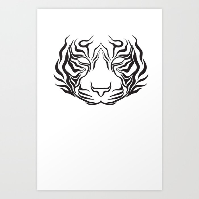 Blind Tiger black on white Art Print