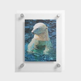 Oil painting floating polar bear Floating Acrylic Print