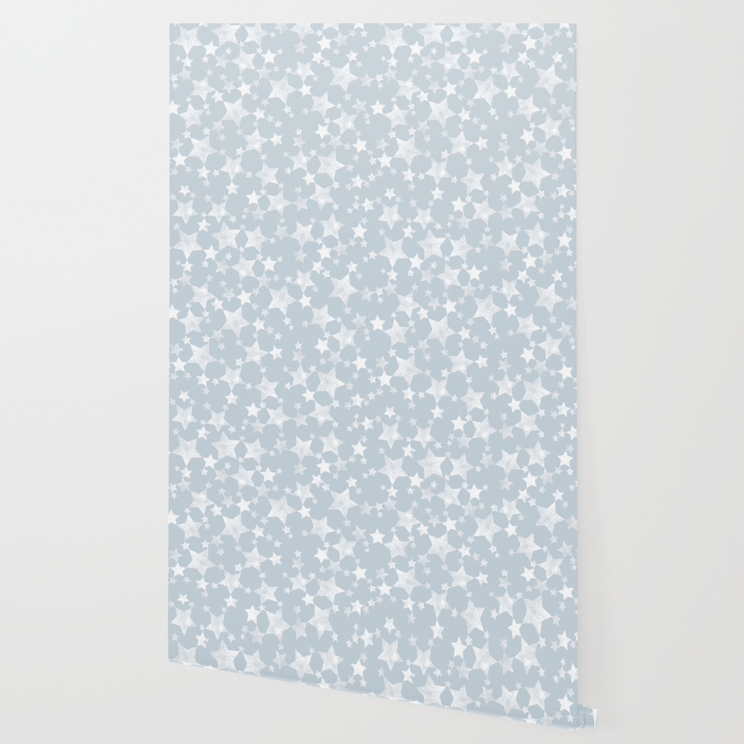 Block Printed Dusty Blue And White Stars Wallpaper By Itsjensworld