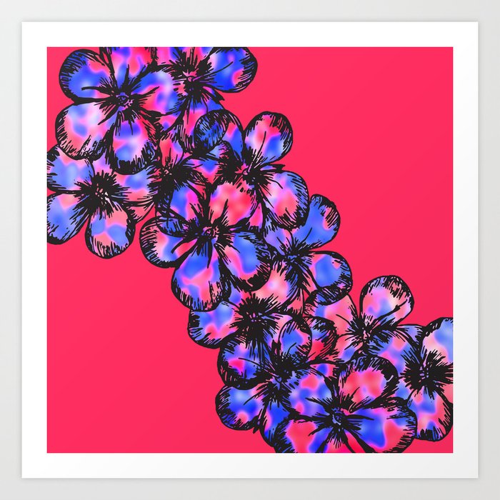 Pretty Pink and Purple Painted Flowers Art Print