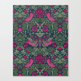 Strawberry Thief Reconstructed William Morris Burgundy Teal Canvas Print