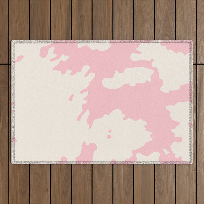 Retro Cow Spots on Blush Pink Outdoor Rug