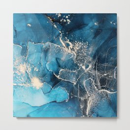 Cosmic Azure + Midnight Blue Abstract Starscape Metal Print