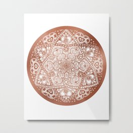 Rose Gold Floral Mandala Metal Print