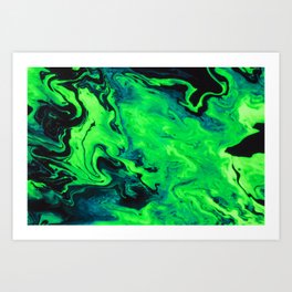 Black and Green Marble Painting Art Print