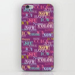 Enjoy The Colors - Colorful typography modern abstract pattern on Hollyhock purple color iPhone Skin