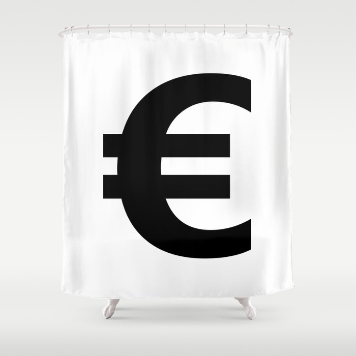 Euro Sign (Black & White) Shower Curtain