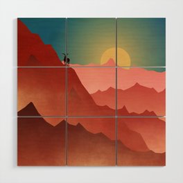 Goat in a mountain Wood Wall Art