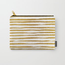 Squiggly Gold Foil Brush Stroke Hand-Painted Lines on White Carry-All Pouch