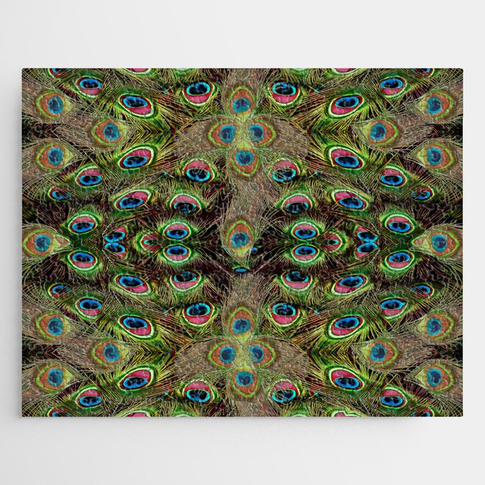 65 MCMLXV Peacock Feathers Pattern Jigsaw Puzzle