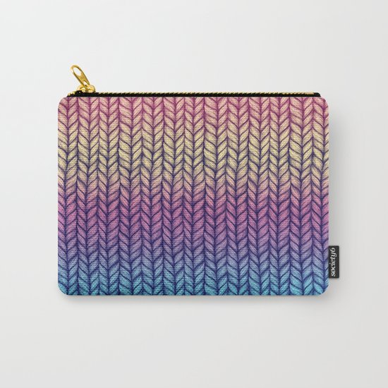 Rainbow Gradient Chunky Knit Pattern Carry-All Pouch
