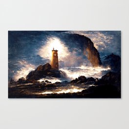 A lighthouse in the storm Canvas Print