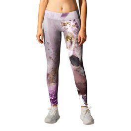 Fantasy Unicorn in Wonderland with Pink and Gold Leafs Leggings